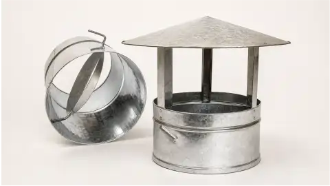 Chapéu defletor da chaminé galvanizada sob medida, altura 16,5 cm