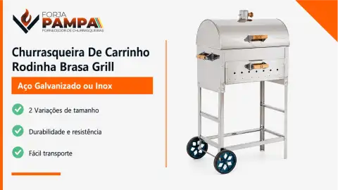 Churrasqueira de Carrinho Rodinha Brasa Grill Forja Pampa
