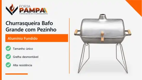 Churrasqueira Bafo Grande com Pezinho em Alumínio Fundido