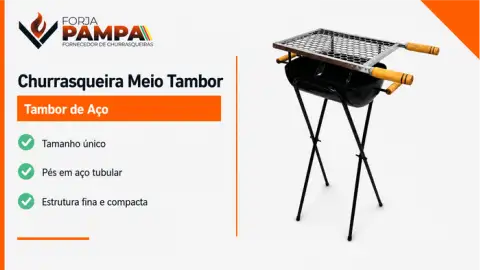 Churrasqueira Botijão Espetinho Meio Tambor Forja Pampa