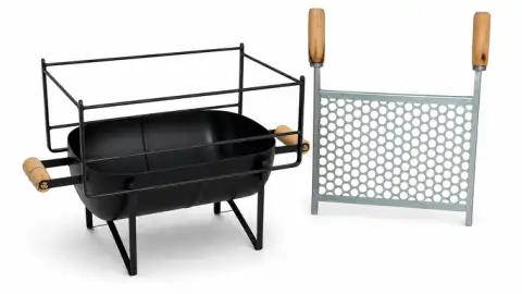 Churrasqueira Botijão Espetinho de Mesa, detalhe da bacia e da grelha removível